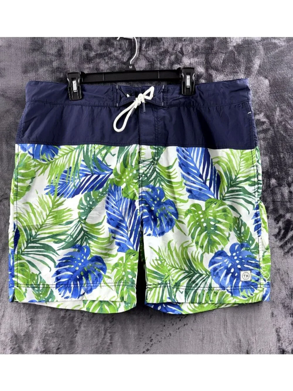 Tommy Hilfiger Men's XXL Tropical Palm Leaf Swim Trunks Board Shorts Blue Green